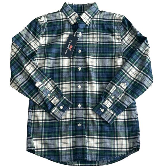 VINEYARD VINES Boys Flannel Whale Button Down Medium NWT - Picture 1 of 6